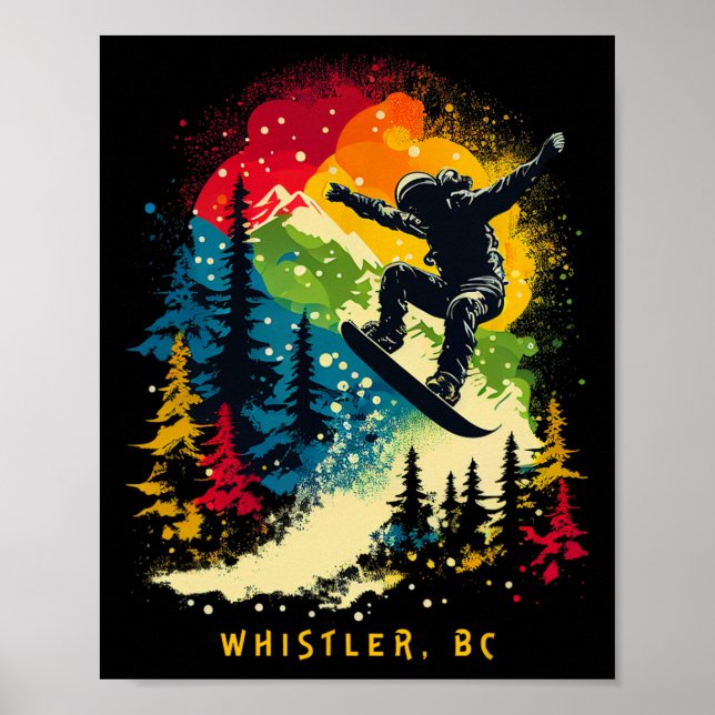 Whistler Bc Canada Snowboarder Snowboarding Resort Poster (Framsidan)