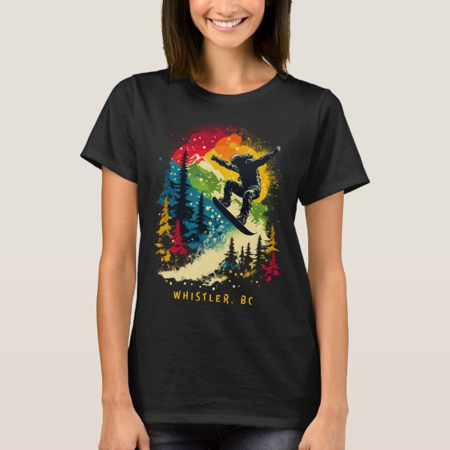 Whistler Bc Canada Snowboarder Snowboarding Resort T Shirt (Framsida)