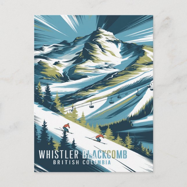 Whistler Blackcomb Mountain Skieing Vykort (Framsida)