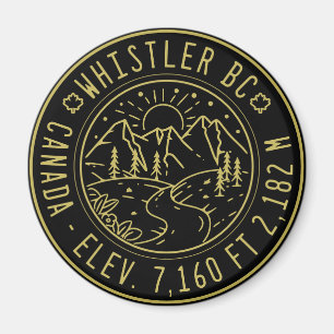 Whistler British Columbia Canada Minimalist Ski Magnet