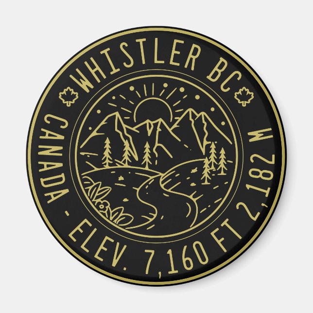 Whistler British Columbia Canada Minimalist Ski Magnet (Framsidan)