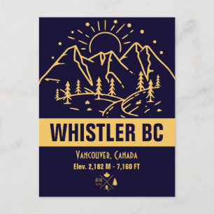 Whistler British Columbia Canada Minimalist Ski Vykort