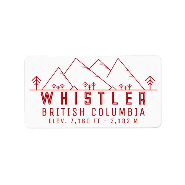 Whistler British Columbia Kanada Minimalist Adressetikett (Framsidan)