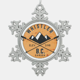 Whistler British Columbia Kanada som skidar Snöflinga Pewter Julgransprydnad