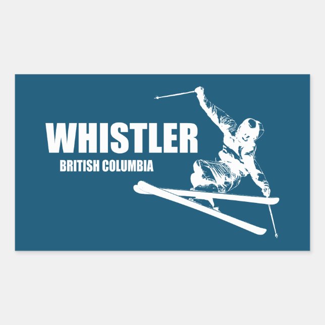 Whistler British Columbia Skier Rektangulärt Klistermärke (Framsida)