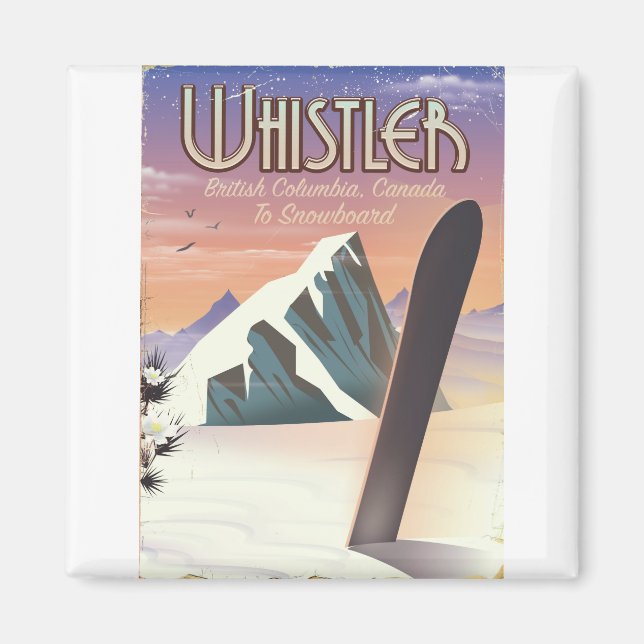 Whistler British Columbia snowboarding poster Magnet (Framsidan)