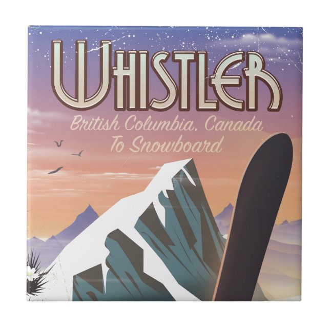 Whistler British Columbia snowboardingsaffisch Kakelplatta (Framsidan)