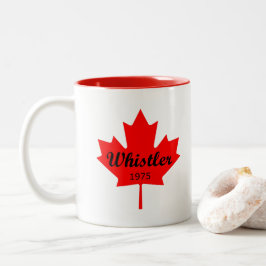 Whistler Canada 1975 Red Maple Löv Färg Två-Tonad Mugg