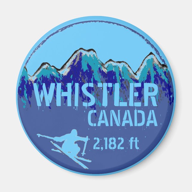 Whistler Canada Blue ski art magnet (Framsidan)