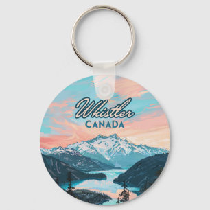 Whistler Canada British Columbia Ski Resort Retro Nyckelring