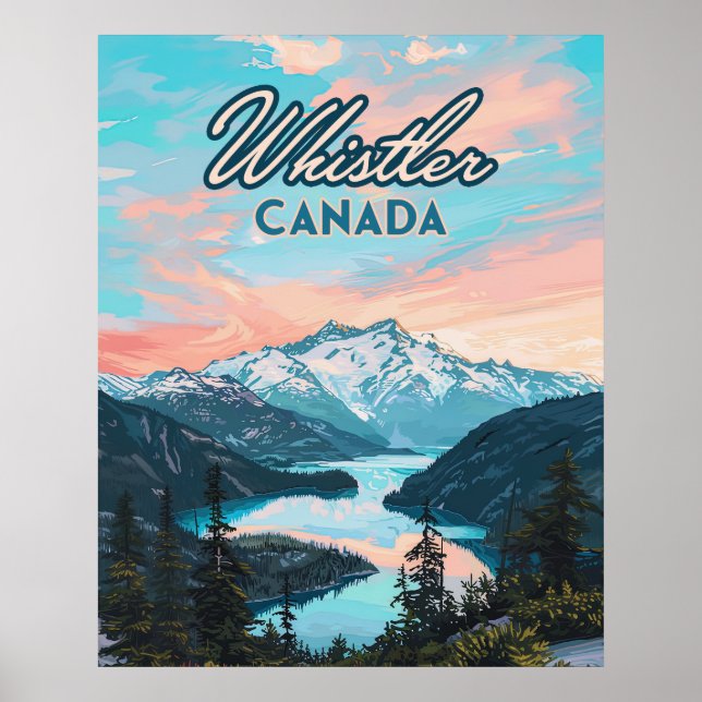Whistler Canada British Columbia Ski Resort Retro Poster (Framsidan)