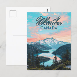 Whistler Canada British Columbia Ski Resort Retro Vykort