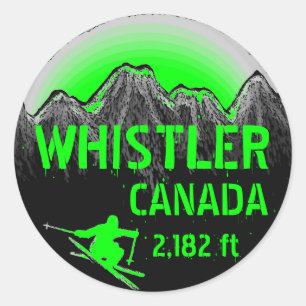 Whistler Canada grönt ski art-klistermärken Runt Klistermärke