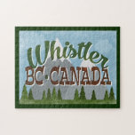 Whistler Canada Roligt Retro Snowy Mountains Pussel<br><div class="desc">Whistler Canada neo vintage resor är utformat i roligt retro tecknad stil med snö-täckta berg, skog och träd nedanför, blå himmel och coola-text.</div>