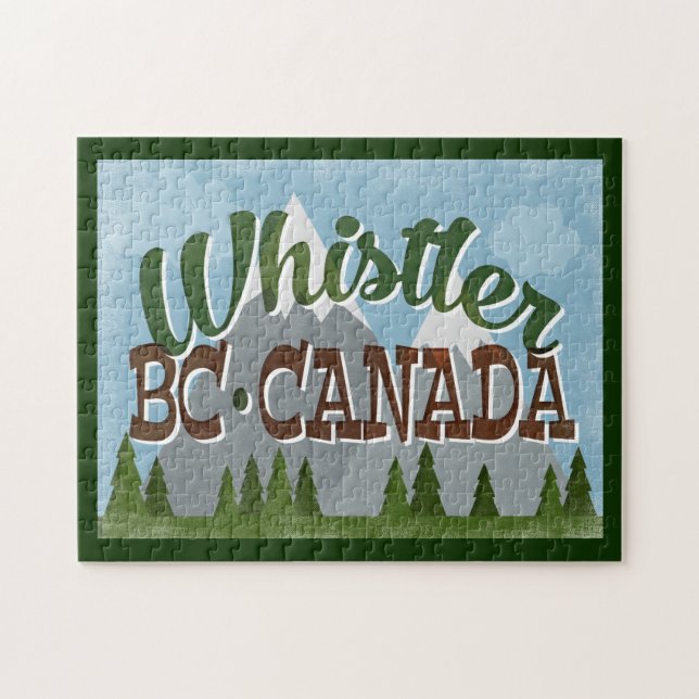 Whistler Canada Roligt Retro Snowy Mountains Pussel (Horisontell)
