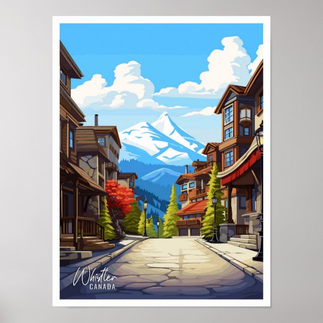 Whistler Canada Vintage resor Illustration Poster (Framsidan)