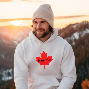 Whistler Kanada 1975 röda lönnlövfärg Hoodie