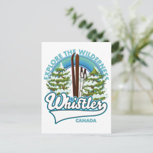 Whistler Kanada, utforska vildmarken, skidlogo Vykort