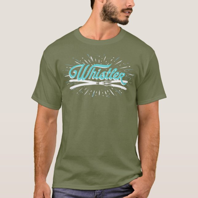 Whistler Mountain Winter Skiing Gear Whistler BC T Shirt (Framsida)
