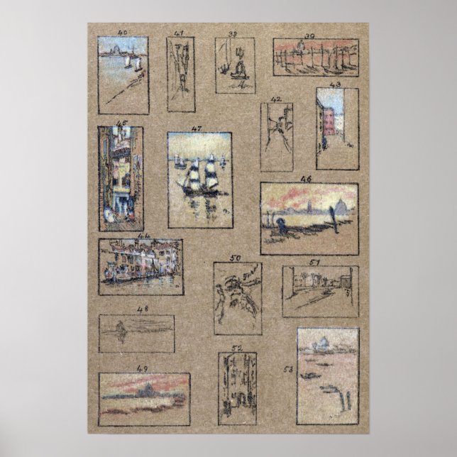 Whistler - Pastellkritor av Venedig 1879 Poster (Framsidan)