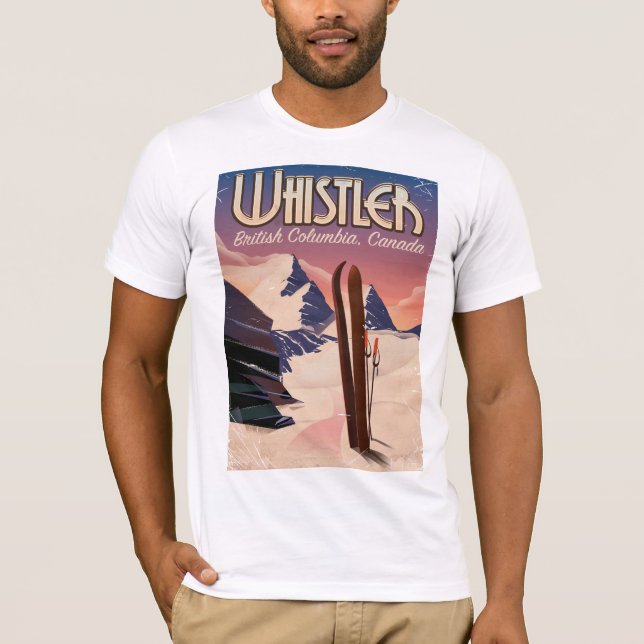 Whistler,Vancouver, British Columbia Ski poster T Shirt (Framsida)
