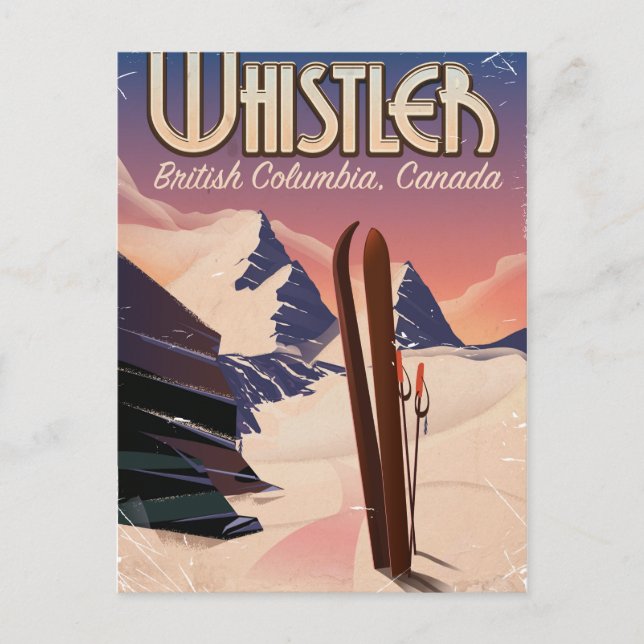 Whistler,Vancouver, British Columbia Ski poster Vykort (Framsida)