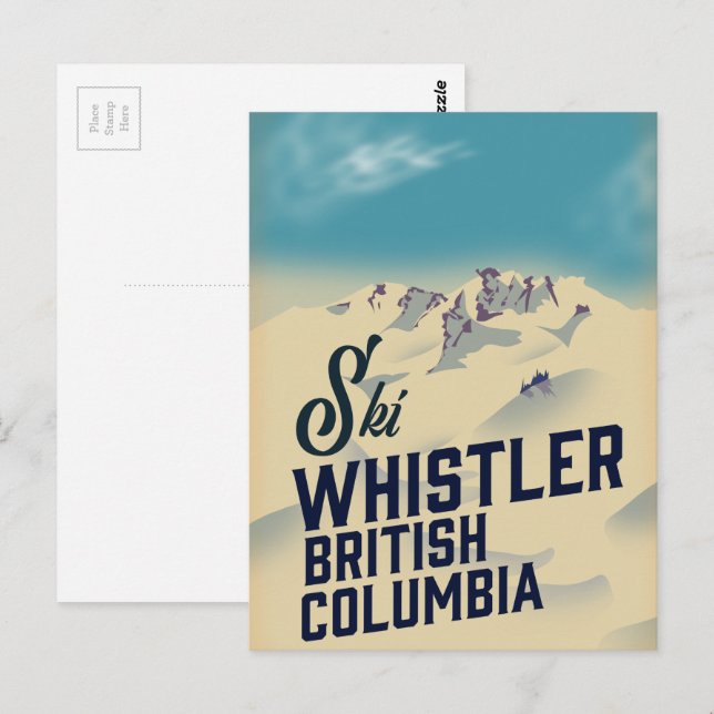 Whistler,Vancouver British Columbia skidposter Vykort (Fram/baksida)