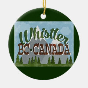 WhistlerKanada roliga Retro snöig berg Julgransprydnad Keramik