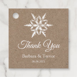 Whit & Kraft Snöflingor Winter Wedding Tack Gåvor Etiketter