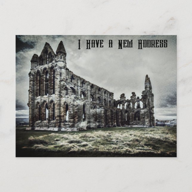 Whitby Abbey Gothic Change of Address Vykort (Framsida)