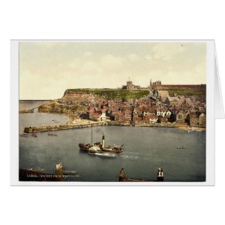 Whitby från den västra klippan, Yorkshire, England Hälsningskort