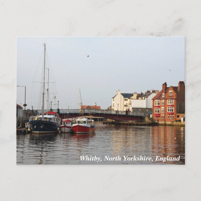 Whitby Harbour Postcard Vykort (Framsida)