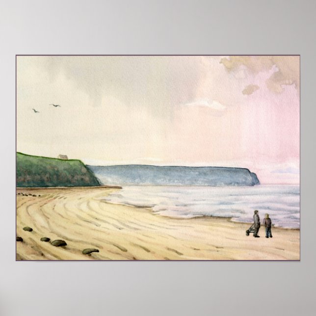 whitby sea och cliffs England Poster (Framsidan)