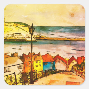 Whitby Yorkshire 199 trappor original       Fyrkantigt Klistermärke