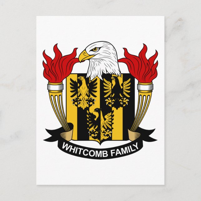 Whitcomb Family Crest Vykort (Framsida)