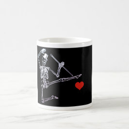 White 11 oz Classic Mugg Dancing Skeleton w/ Heart