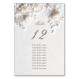 White 3D Roses Wedding Guest Names  Bordsnummer