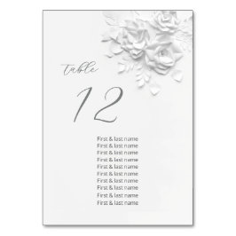 White 3D Roses Wedding Guest Names Bordsnummer
