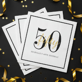 White 50th Birthday Party Black Gold Chic Pappersservett