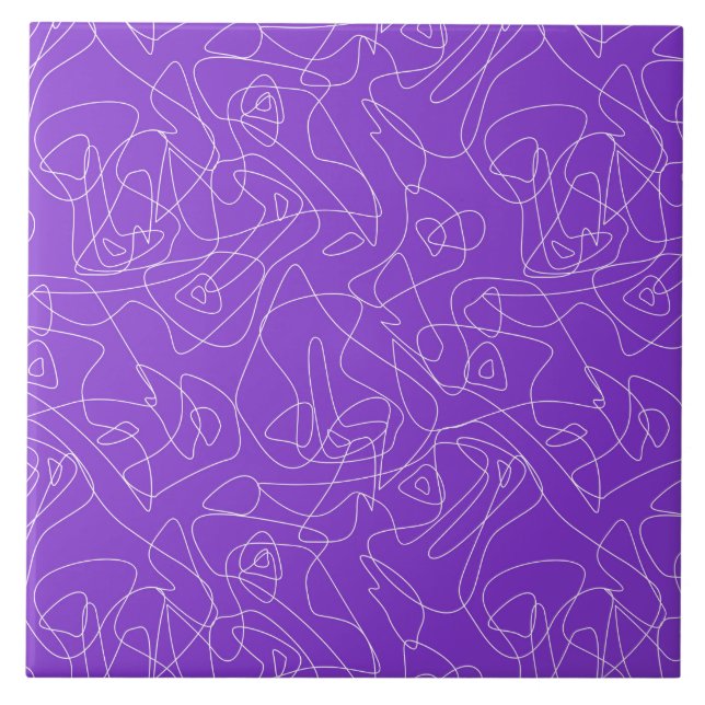white abstract curved lines on a purple background kakelplatta (Framsidan)