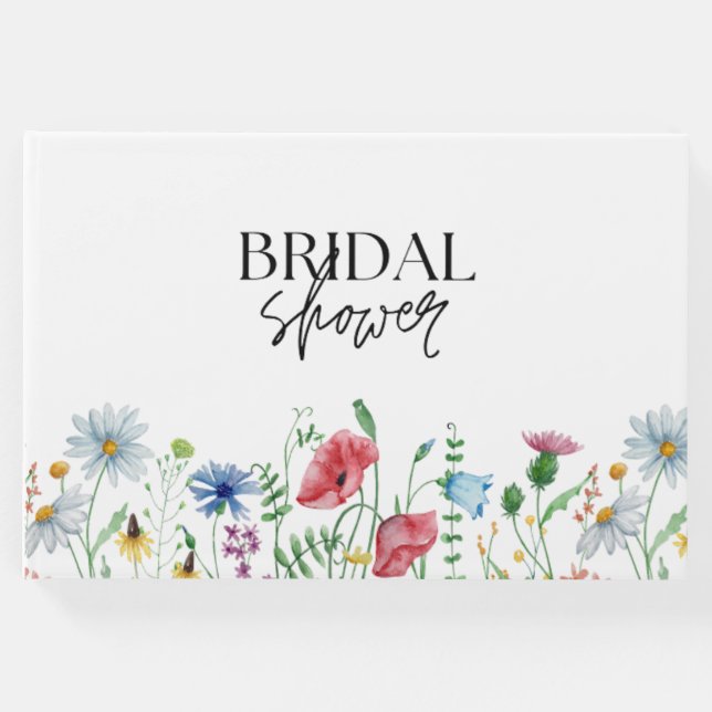 White Aesthetic Wildblommor Möhippa Gästböcker (Framsida)