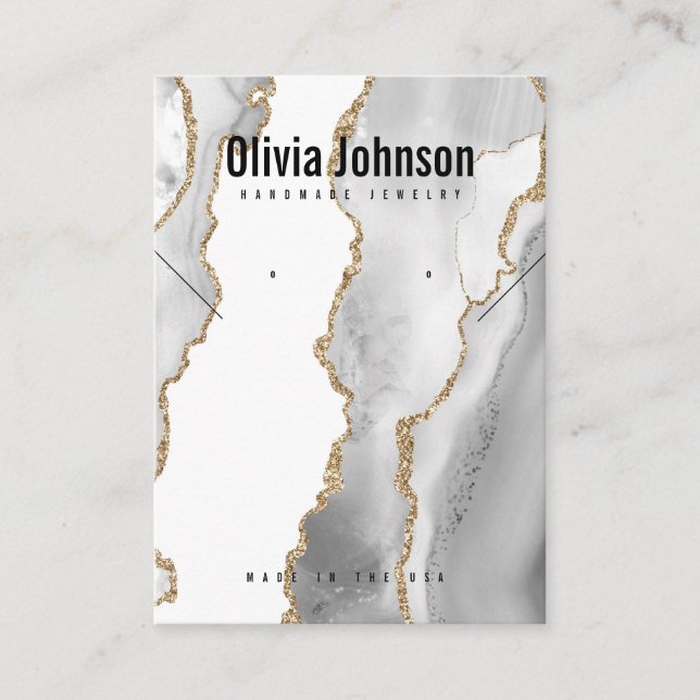 White Agate Jewelry Earrings Necklace Visning Visitkort (Framsida)