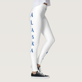 White Alaska State Flower Glöm mig Nots Leggings