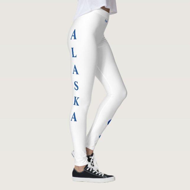 White Alaska State Flower Glöm mig Nots Leggings (Höger)