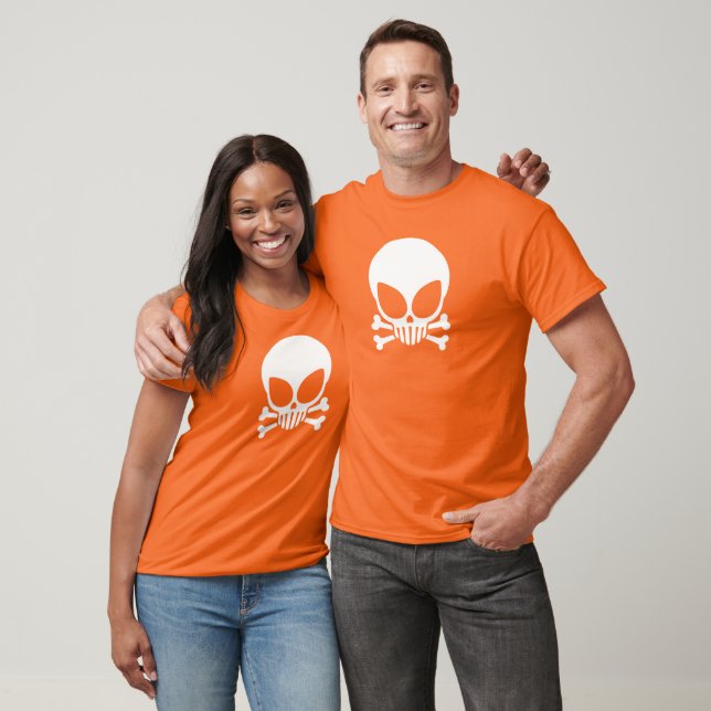 White Alien Skull Mörk T-Shirt (Unisex)