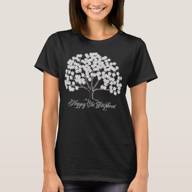 White Almond Träd Tu B'Shevat T-Shirt (Framsida)