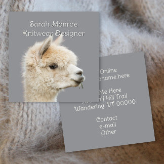 White Alpaca Fiber Yarn Fyrkantigt Visitkort