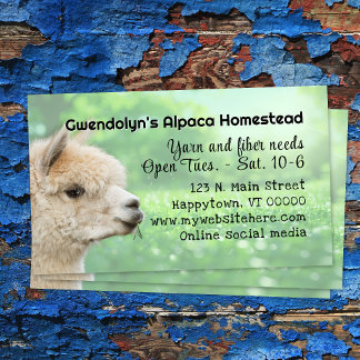 White Alpaca Knitting Fiber Business Card Visitkort