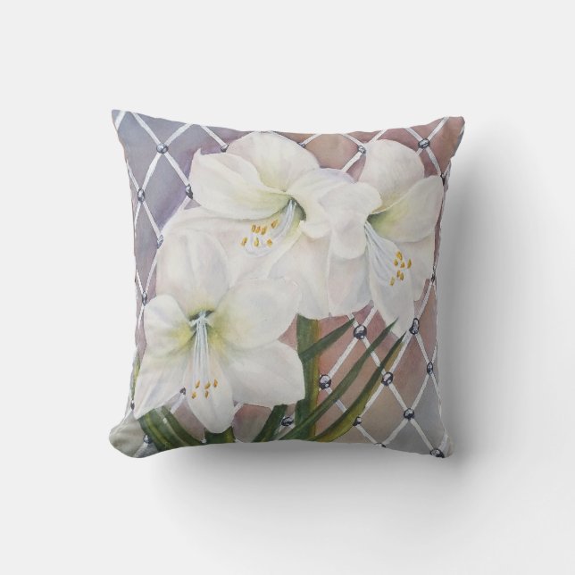WHITE AMARYLLIS MONOGRAMMED KUDDE (Framsida)