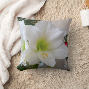 White Amaryllis och Julgran Kudde